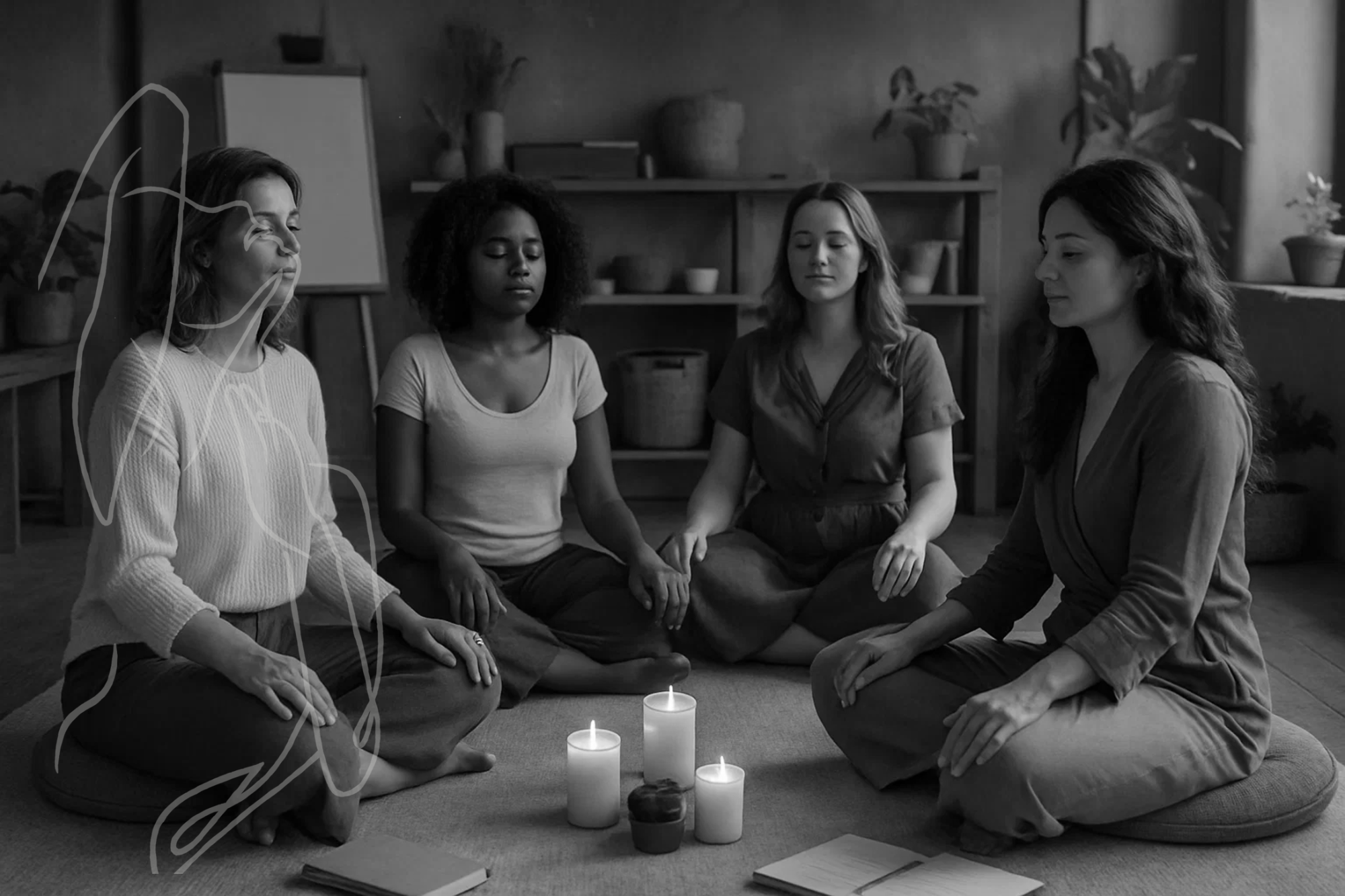 Skizze Visionboard: Verschiedene Schilder und Karten mit unterschiedlichen Wörtern und Ausdrücken auf schwarzem Hintergrund.