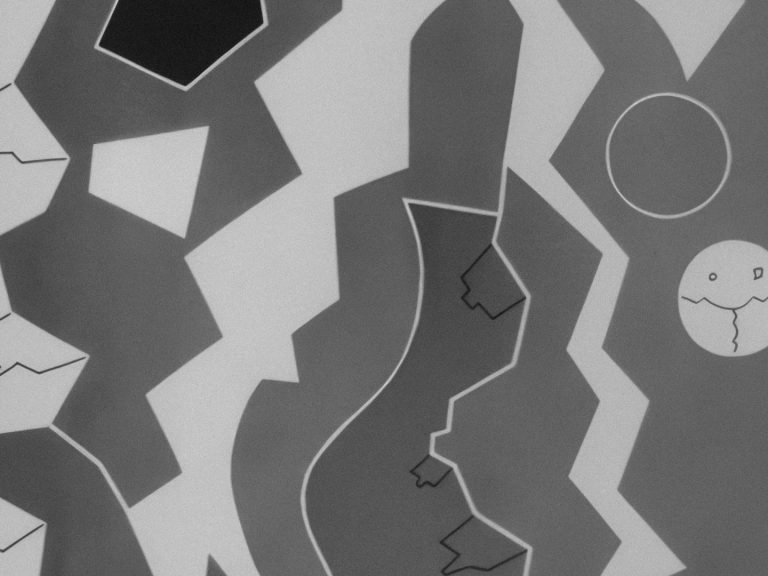 Abstrakte monochrome Muster mit geometrischen Formen und Linien.