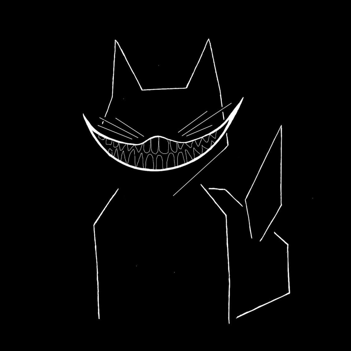 Skizze Raupe Alice Rising Ein minimalistisches Design einer Raupe mit einer rauchenden Pfeife.