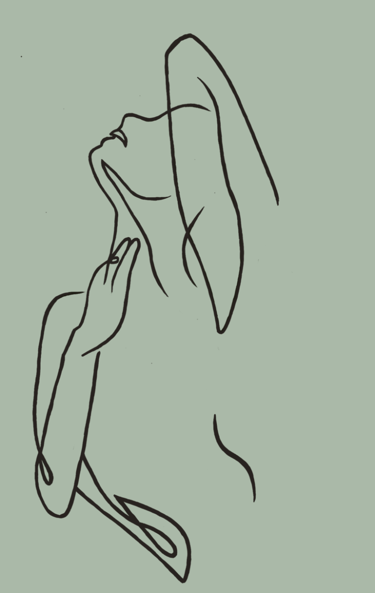 Markenbild Alice Rising Skizze einer Frau die sich zum Himmel streckt